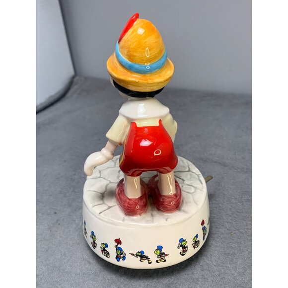 Pinocchio & Jiminy Cricket Musical Figurine Vintage Schmid Porcelain Collectible - Picture 4 of 10